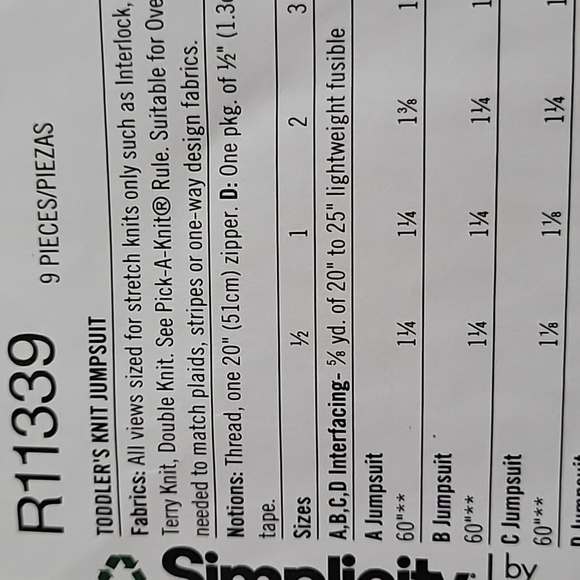 Simplicity Toddler's Knit Jumpsuit Pattern - Picture 4 of 5